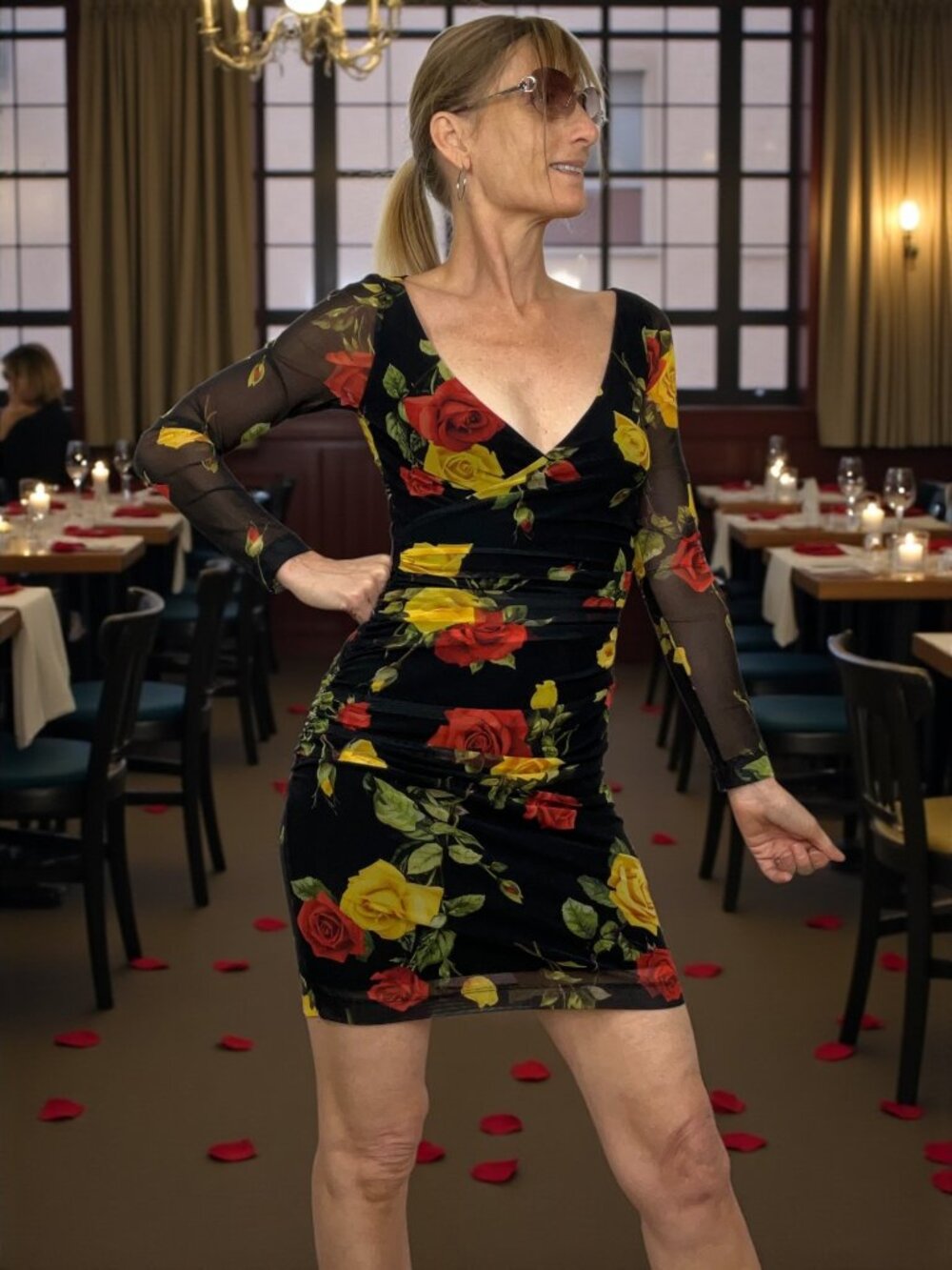 L'AGENCE Reiner Floral Faux Wrap Mini Dress 0 Black Bodycon Sexy NEW
